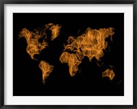 Framed World Map Orange Drawing