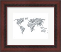 Framed Pencile Scribble World Map 1