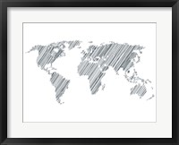 Framed Pencile Scribble World Map 1