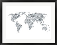 Framed Pencile Scribble World Map 1