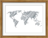 Framed Pencile Scribble World Map 1