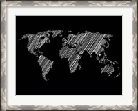 Framed Pencile Scribble World Map 2