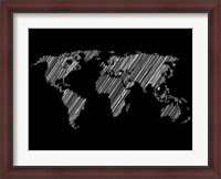 Framed Pencile Scribble World Map 2