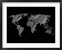 Framed Pencile Scribble World Map 2