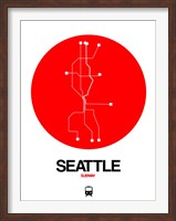 Framed Seattle Red Subway Map