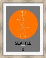 Framed Seattle Orange Subway Map