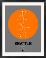 Framed Seattle Orange Subway Map