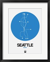Framed Seattle Blue Subway Map