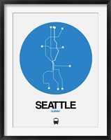 Framed Seattle Blue Subway Map