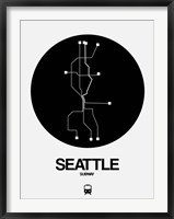Framed Seattle Black Subway Map
