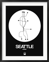 Framed Seattle White Subway Map