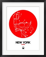 Framed New York Red Subway Map