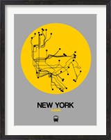 Framed New York Yellow Subway Map