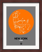 Framed New York Orange Subway Map