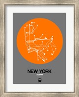 Framed New York Orange Subway Map