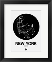 Framed New York Black Subway Map