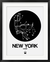 Framed New York Black Subway Map