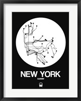 Framed New York White Subway Map