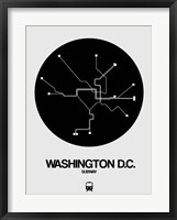 Framed Washington D.C. Black Subway Map