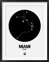 Framed Miami Black Subway Map