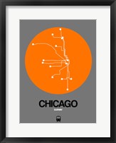 Framed Chicago Orange Subway Map