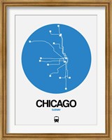 Framed Chicago Blue Subway Map