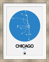Framed Chicago Blue Subway Map