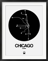 Framed Chicago Black Subway Map