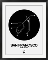 Framed San Francisco Black Subway Map