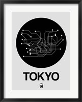 Framed Tokyo Black Subway Map