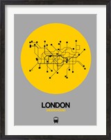Framed London Yellow Subway Map