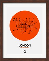 Framed London Orange Subway Map