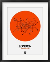 Framed London Orange Subway Map