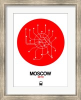 Framed Moscow Red Subway Map