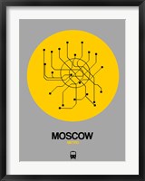 Framed Moscow Yellow Subway Map