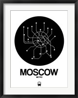 Framed Moscow Black Subway Map