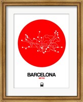 Framed Barcelona Red Subway Map