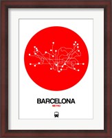 Framed Barcelona Red Subway Map