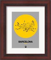 Framed Barcelona Yellow Subway Map