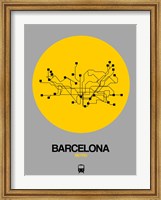 Framed Barcelona Yellow Subway Map