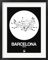 Framed Barcelona White Subway Map