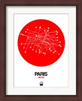Framed Paris Red Subway Map