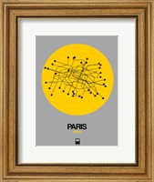 Framed Paris Yellow Subway Map