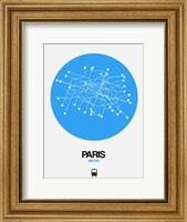Framed Paris Blue Subway Map