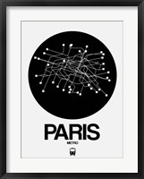 Framed Paris Black Subway Map