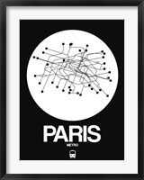 Framed Paris White Subway Map