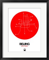 Framed Beijing Red Subway Map