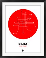 Framed Beijing Red Subway Map