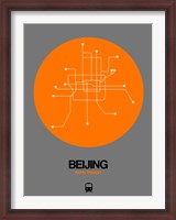 Framed Beijing Orange Subway Map