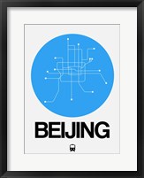 Framed Beijing Blue Subway Map